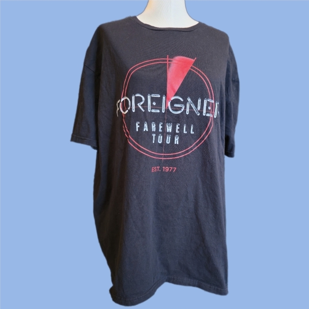 Foreigner Black Farewell Tour Tee with Red and White Graphics size 2XL unisex
